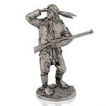 Оловянный солдатик миниатюра "Индеец с ружьем"